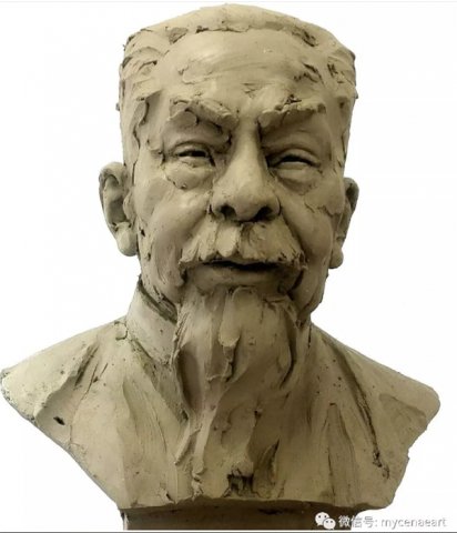 陈垣肖像丨田跃民雕塑作品欣赏(泥稿)