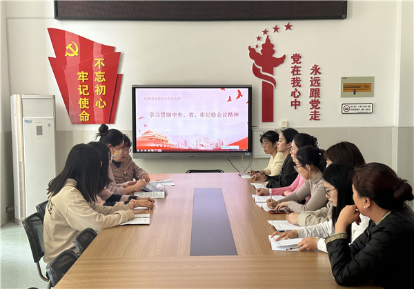 盱眙县实验幼儿园党支部召开学习贯彻中央、省、市纪检会议精神专题会议