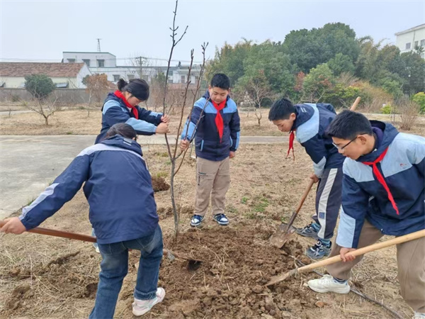 “植”得等待 我和小树一起成长——盱眙县希望小学开展植树活动